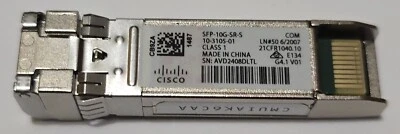 Cisco SFP-10G-SR-S 10GBASE SFP+ Transceiver Module CMUIAK6CAA - Photo 1/2