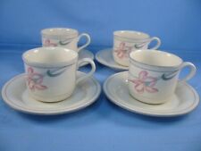 Lenox Chinastone ~Set Of 4~Cup (Iris on Gray) and Saucers For The Grey Patterns