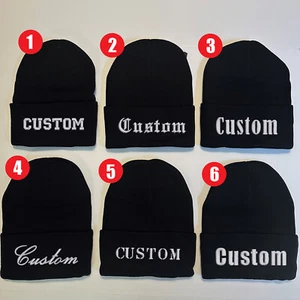 Individuelle Beanie Stickerei Ihren Text jede Schriftart - Ihren Text genäht - Geschenk - Bild 1 von 5