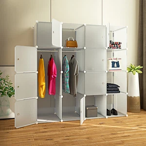 Armadio Modulare a Cubi Con Appendiabiti Scaffali Mobile Organizer Componibile - Foto 1 di 22