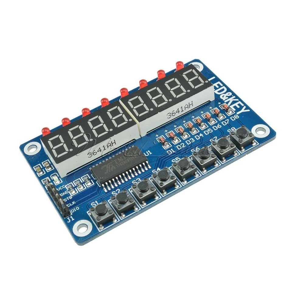TM1638 Digitales LED Display mit 8-Tastenmodul für Arduino, Raspberry Pi