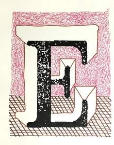 David Hockney Alphabet Buchstabe E seltene limitierte Lithographie NEUWERTIG mit Gedicht - Bild 1 von 4