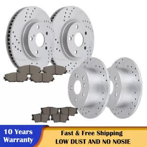296mm Front Rear Slotted Disc Rotors and Brake Pads for 2006- 2018 Toyota Rav4 - Picture 1 of 7