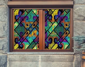 3D Multicolored D1890 Window Film Print Sticker Cling Stained Glass UV Block An - Picture 1 of 11