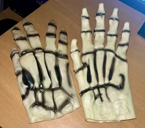 Vintage 90s Skeleton Monster Halloween Gloves- 13” Long - Excellent - Picture 1 of 5