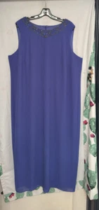 patra women’s plus blue beaded neck sleeveless formal evening dress size 22 - Picture 1 of 19
