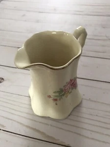 Vintage Crooksville China CRO119 Pink Yellow Roses Embossed Gold Trim Creamer - Picture 1 of 9