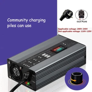 Cargador de batería 36V/48V/60V/72V Li-ion LiFePo4 Fast Charger Current Adjust 1-15A - Imagen 1 de 18