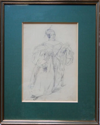 Achille Devéria Jeune femme à la rose époque romantique qualité Ingres 28x20cm - Photo 1/4