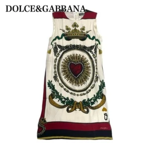 DOLCE & GABBANA Silk Heart Pattern Dress One-Piece – Size 38  Pre-Owned Japan 6F - Picture 1 of 8