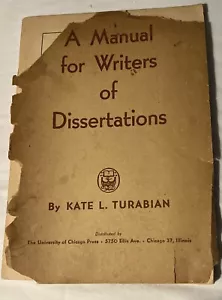 *RARE* Vintage Manual for Writers of Dissertations by Kate L. Turabian 1952 - Picture 1 of 13