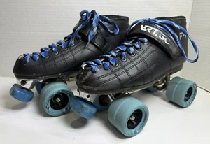 Vtg Luigino F-1 Blue Lace/Wheel Roller Skates Pilot Plates Chicago Size 10/42.5 - Picture 1 of 17