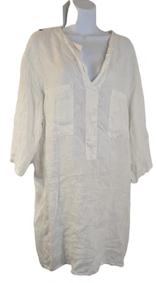 Túnica de lino Scandal, para mujer, blanca, talla L Foto 1 de 3