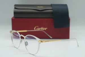 NEW CARTIER CT0021O 006 RUTHENIUM TRANSPARENT AUTHENTIC EYEGLASSES FRAME 50-21 - Picture 1 of 5