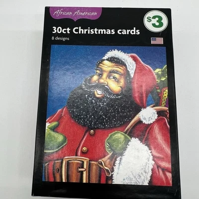 TARJETAS NAVIDAD AFROAMERICANAS NEGRAS SANTA 30ct, 8 DISEÑOS, NUEVAS CON SOBRES Foto 1 de 4