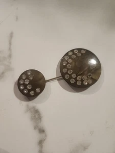 Vintage Art Deco Doppelendiger Hut Stecknadel Gold Zelluloid mit Strass Retro - Bild 1 von 12