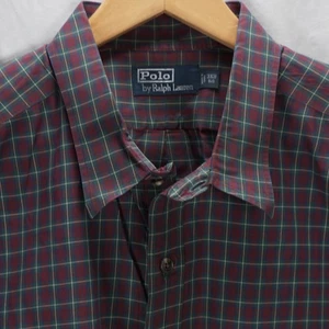 RALPH LAUREN POLO LONG SLEEVE SHIRT MAROON GREEN BLUE PLAID 3XB 3XL BIG - Picture 1 of 5