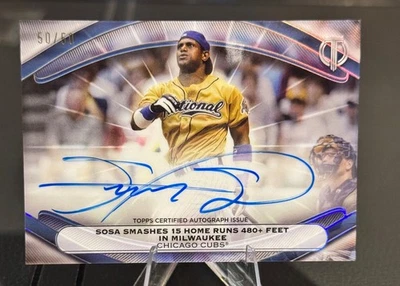Autógrafo doble Topps Tribute Calling The Shot 2025 Sammy Sosa y Chris Berman/50 Foto 1 de 3