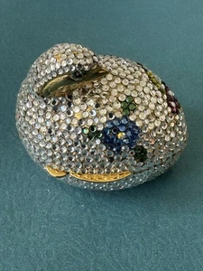 Vintage Italy JUDITH LEIBER  Swarovski Crystal GROUSE QUAIL BIRD TRINKET BOX - Picture 1 of 12