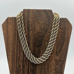 Vintage Monet Gold Toned Rope Chain Necklace Layered 13" Adjustable 3 Layers - Picture 1 of 7
