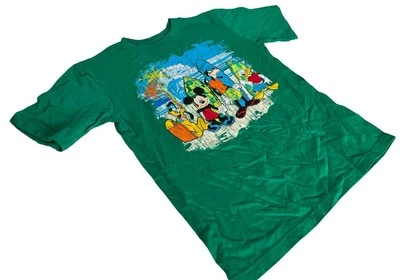 Disney Youth Mickey & Friends Surfing Green Short Sleeve Shirt Size Medium - Image 1 of 3