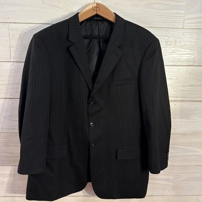 Blazer de negocios J. Ferrar XXL negro a rayas dinero antiguo preppy para hombre Foto 1 de 4