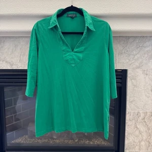 Lauren Ralph Lauren grün Baumwolle 3/4 Arm Tunika Top Bluse 1X Übergröße - Bild 1 von 4