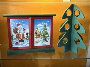 Rara scatola calendario dell'avvento Thomas Pacconi in legno con albero e 24 ornamenti - Foto 1 di 12