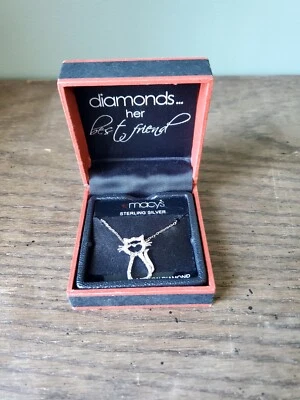 Collar de diamantes gato gatito 1/10ct TW diamante plata de ley Macy's Foto 1 de 4