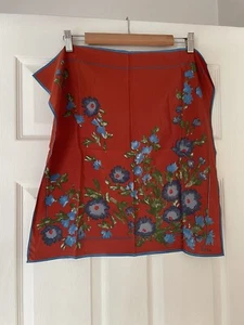Vintage 60er Vera Neumann rot blau Blumen quadratischer Schal Seide 21” x 21” - Bild 1 von 5