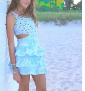 THEME by Ariella Girls One Shoulder One-Piece Swimsuit Cut Out Swim 7 8 12 14 - Picture 1 of 5