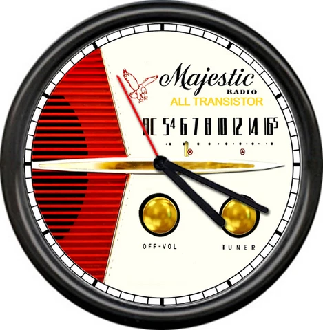 Majestic Red Radio Tube Service Sale Repair Dealer Retro Vintage Sign Wall Clock Cover