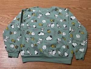 Peanuts Snoopy Size M (7-9) Mint Green Long Sleeve Sweatshirt - Picture 1 of 6