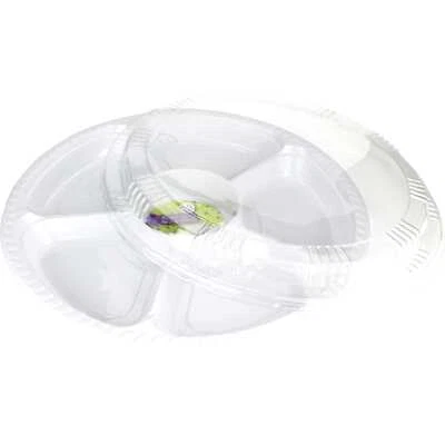 White 5 Section Chip Dip Snacks Nibbles Platter Tray with Lid Party Catering - image 1 of 2