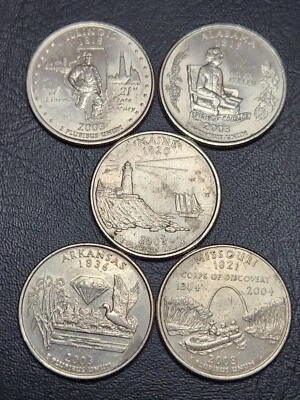 set of 5 - 2003 Quarters - cracked die error - all 5 states included - Image 1 of 4