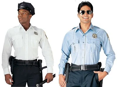 Police & Security Uniform Shirt Light Blue or White Long Sleeve Work Shirts S-2X - Image 1 of 3