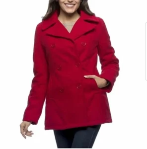 Excelente Colección Mujer Doble Pecho Chaquetón Rojo Abotonado Chaqueta Polar M - Imagen 1 de 11