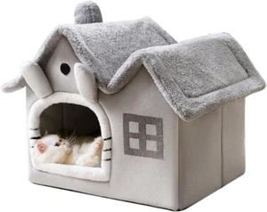Luxury Double Roof Indoor Dog House Cat Nest,Foldable Warm Soft Kennel,30D High - Picture 1 of 12