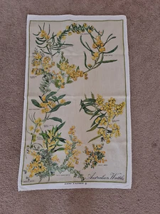 Teatowel Tea towel large Australian Wattles Designed in Australia vintage - Picture 1 of 12