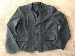 COURTENAY Ladies Dark Gray Plaid Lightweight Blazer - 10P - Picture 1 of 10