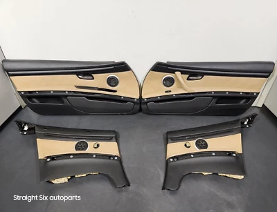 ✅08-13 OEM BMW E93 M3 Convertible Puerta Delantera Trasera Paneles de Tarjetas Cuero CONJUNTO Bambú Foto 1 de 4