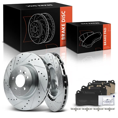 Rotor de freno delantero perforado L&R y pastilla de freno para Land Rover Range Rover Sport 06-09 Foto 1 de 4