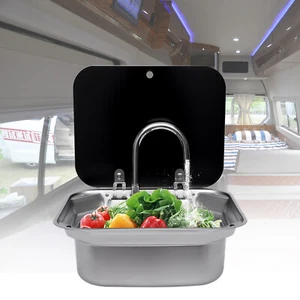 Caravan Spüle Spülbecken Edelstahl Camping Wohnmobil Waschbecken Mit Wasserhahn - Bild 1 von 15