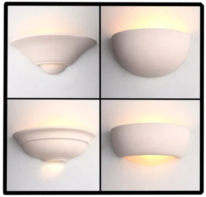 Wall Light Unglazed Uplight Half Oval Crescent Paint Over Ceramic Up Light - Picture 1 of 16