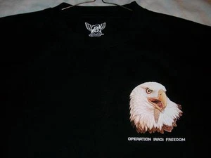 Camiseta negra de 2 caras pequeña para hombre Operation Iraqi Freedom militares héroes caídos - Imagen 1 de 3