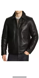 Cafe Racer Biker Leather Jacket Black & Brown Soft Genuine Skin Leather - Picture 1 of 5