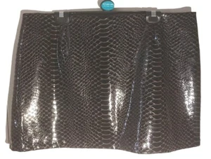 RIVER ISLAND Black/Brown Shiny PVC Short SKIRT uk18eu44us14 Waist w38ins w94cms - Picture 1 of 2