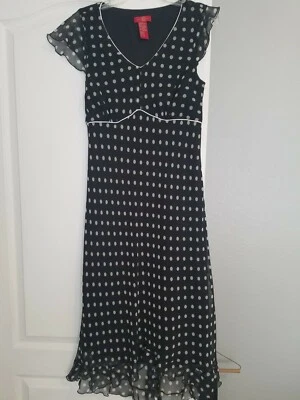 Vestido Sangría Lunares Negro Blanco Talla 10 Foto 1 de 3