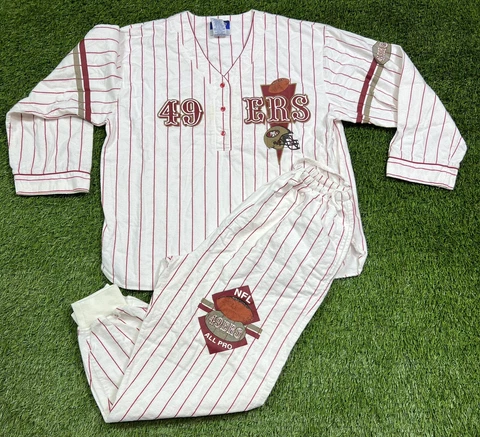 VTG 90's Esleep San Francisco 49ers NFL Flannel Pajama Set Women's SZ XL Rare Cover
