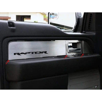 ACC Front Door Panel Inserts Raptor Logo fits 10-14 F-150 Raptor Ext Cab-Brushed - Imagem 1 de 4